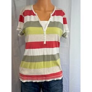 Natural Reflection Striped Short-Sleeve Shirt Size Women's Large